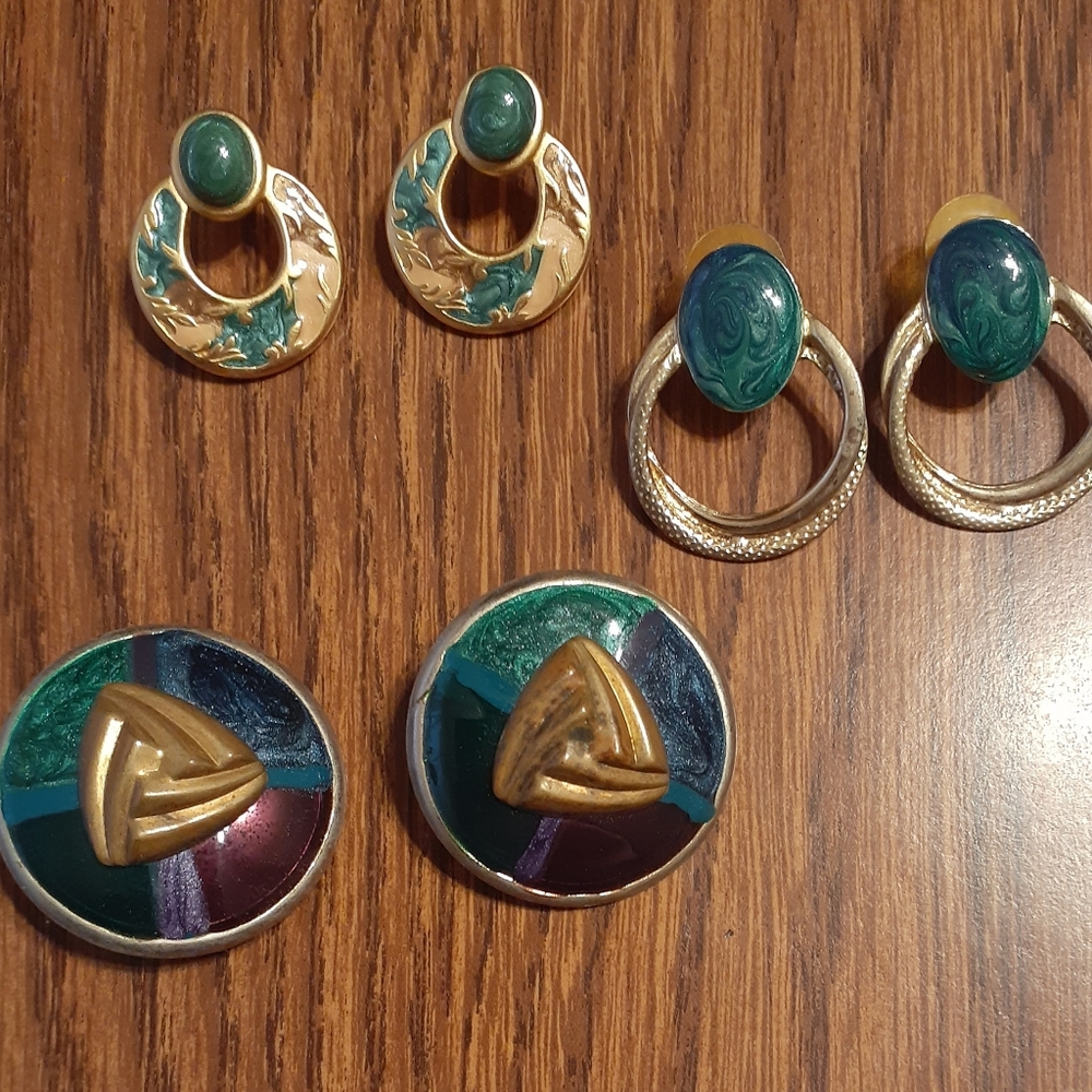 Set Of 3 pairs of  Vintage Pierced Earrings